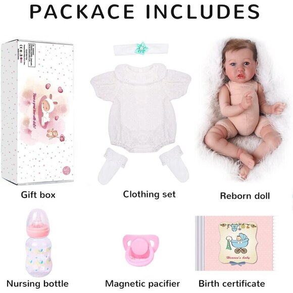 Reborn Baby Dolls Girl With Realistic Vinyl with Weighted Cloth Body - Picture 3 of 7